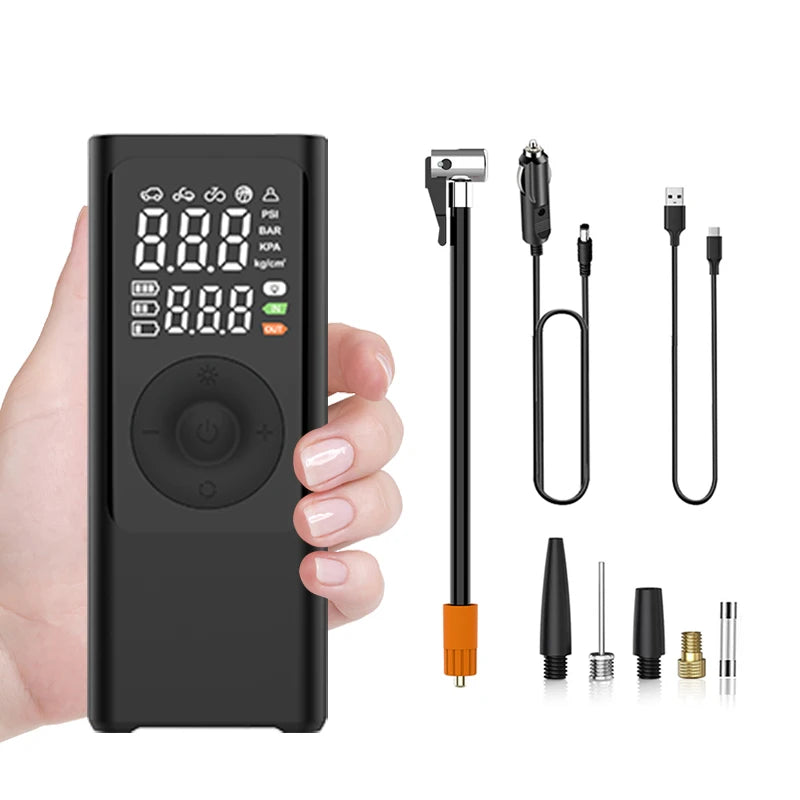 Car Tire Inflator Electric Air Compressor Digital Cordless Corded Portable Rechargeable SOS Light Emergency Auto Vehicle Pump