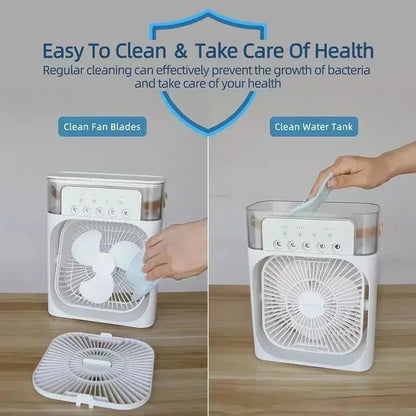 3-in-1 Portable Air Conditioner and Fan with LED Night Light and Humidifier for Home and Office Use