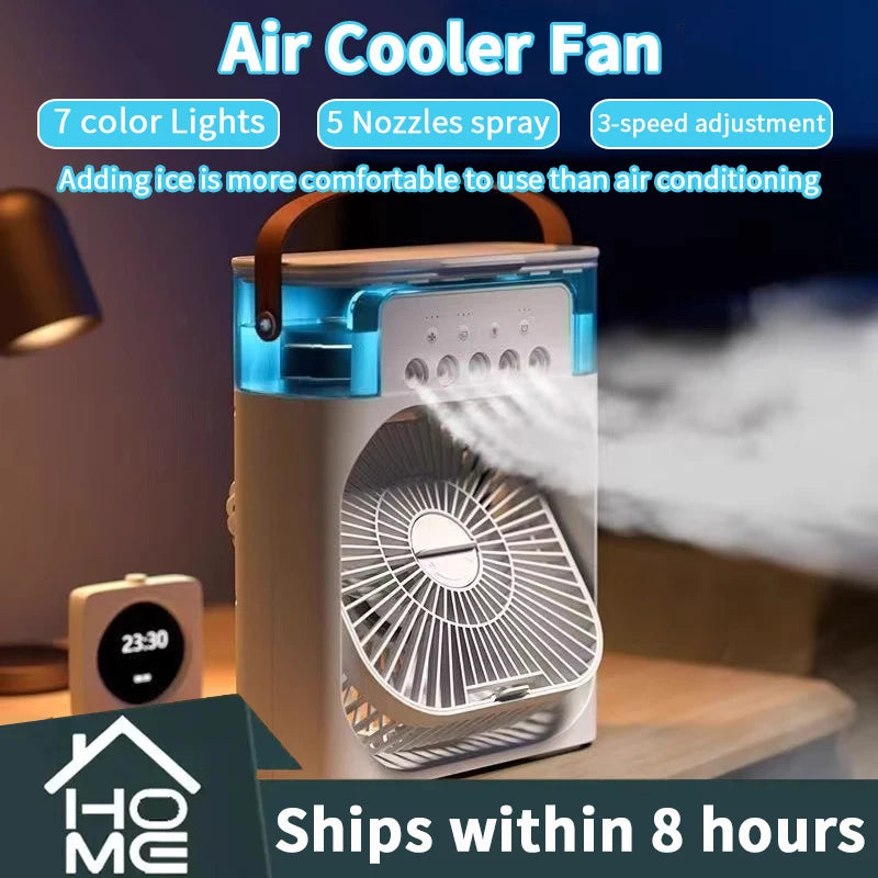 3-in-1 Portable Air Conditioner and Fan with LED Night Light and Humidifier for Home and Office Use