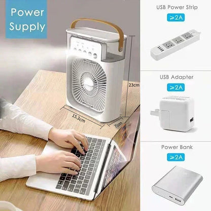 3-in-1 Portable Air Conditioner and Fan with LED Night Light and Humidifier for Home and Office Use