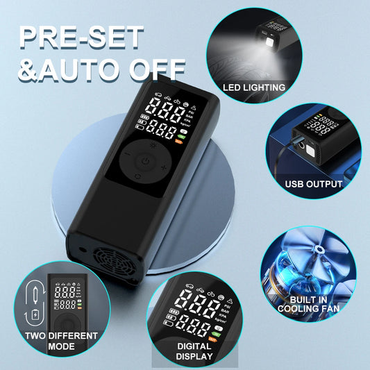 Car Tire Inflator Electric Air Compressor Digital Cordless Corded Portable Rechargeable SOS Light Emergency Auto Vehicle Pump